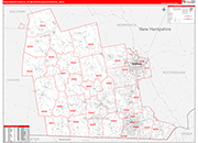 Manchester-Nashua Metro Area Wall Map Red Line Style